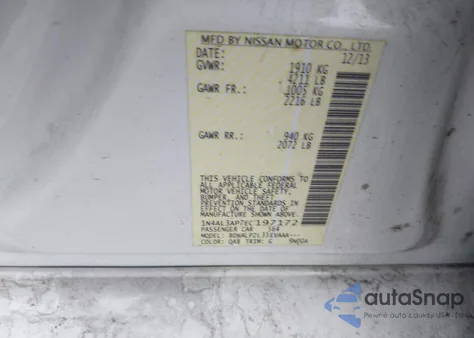 2014 Nissan Altima 2.5 from USA, damaged, VIN 1N4AL3AP7EC197172